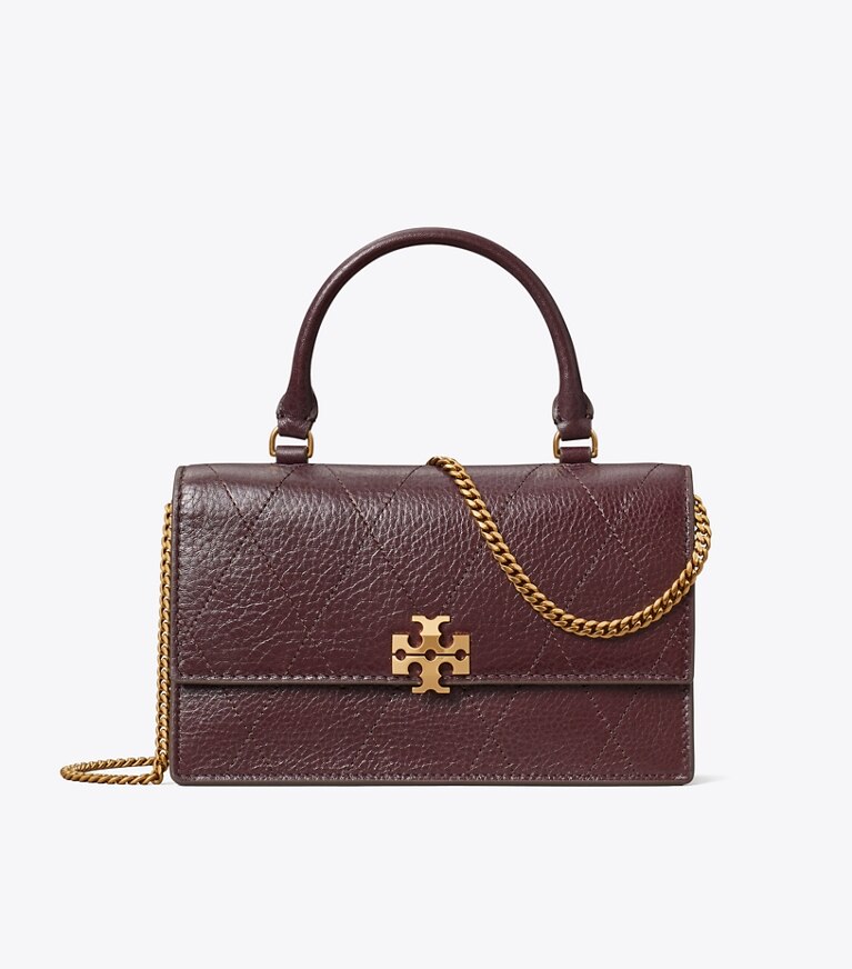 Tory Burch designer borse a spalla Mini borsa Charlie matelassé con manico superiore in Vintage Bordeaux front
