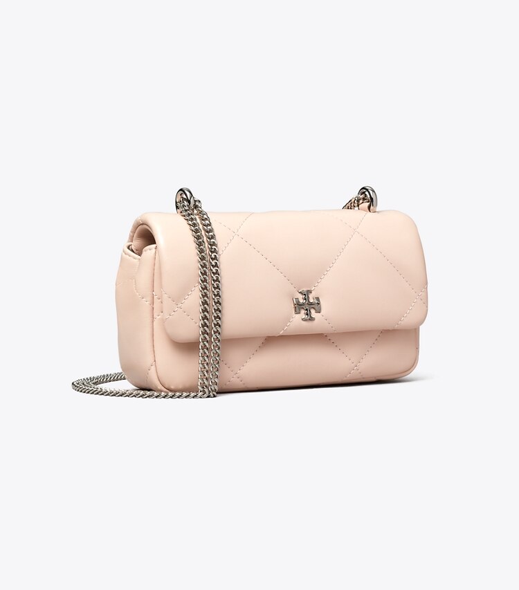 Tory Burch designer borse a spalla Mini borsa Kira con pattina e trapuntatura a trapezio in Soft Pink angle