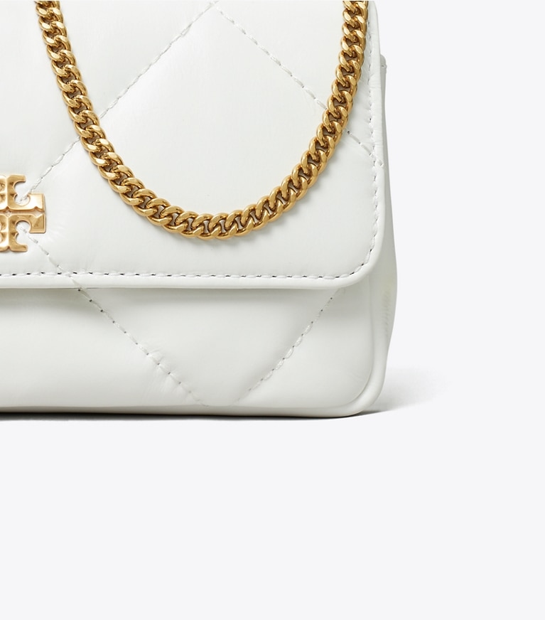 Tory Burch designer borse a spalla Mini borsa Kira con pattina e trapuntatura a trapezio in Blanc angle