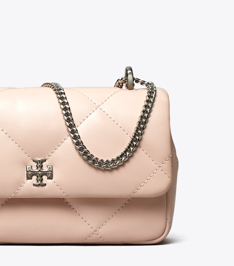 Tory Burch designer borse a spalla Mini borsa Kira con pattina e trapuntatura a trapezio in Soft Pink angle