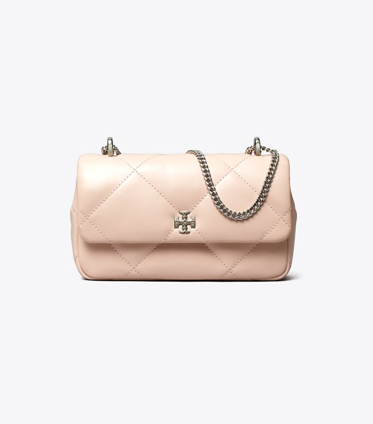 Tory Burch designer borse a spalla Mini borsa Kira con pattina e trapuntatura a trapezio in Soft Pink angle
