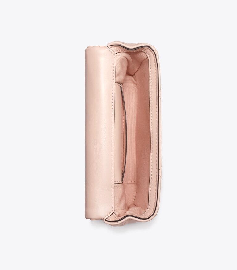Tory Burch designer borse a spalla Mini borsa Kira con pattina e trapuntatura a trapezio in Soft Pink angle