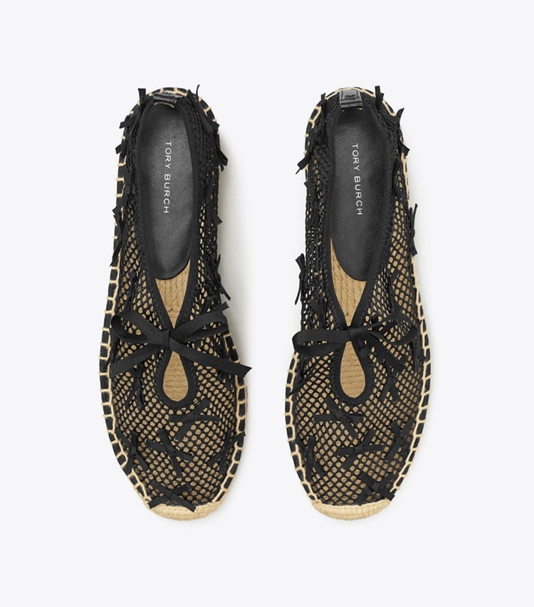 Tory Burch designer エスパドリーユ ミニ ボウ メッシュ エスパドリーユ in PERFECT BLACK / PERFECT BLACK オーバーヘッド