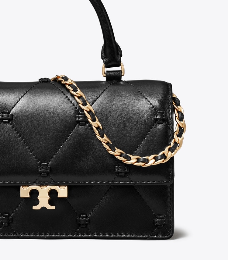 Tory Burch designer crossbody bags Mini Bunny Knot Top Handle Bag in Black detail