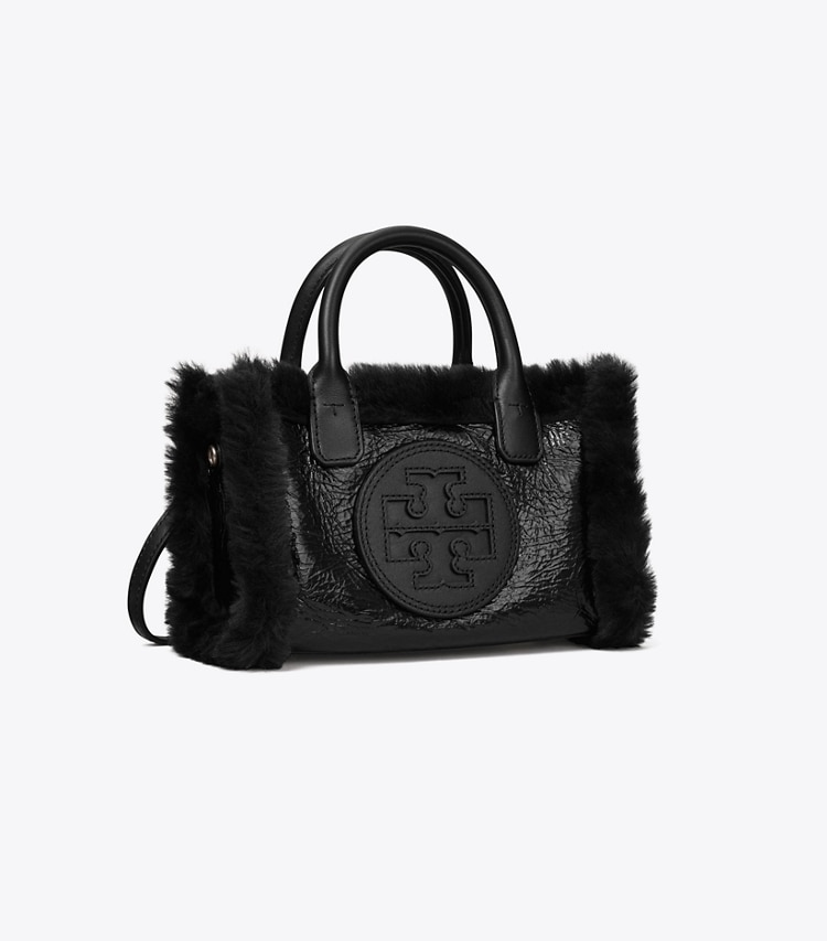 Tory Burch designer sacs à bandoulière Mini cabas Ella verni et rason dans Black angle