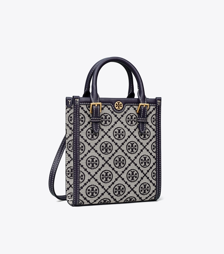 Tory Burch designer sacs à bandoulière Mini cabas en jacquard T Monogram in Tory Navy angle