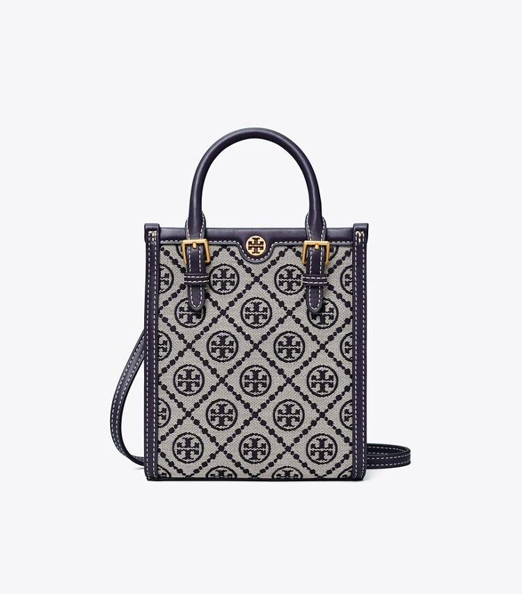 Tory Burch designer sacs à bandoulière Mini cabas en jacquard T Monogram in Tory Navy front