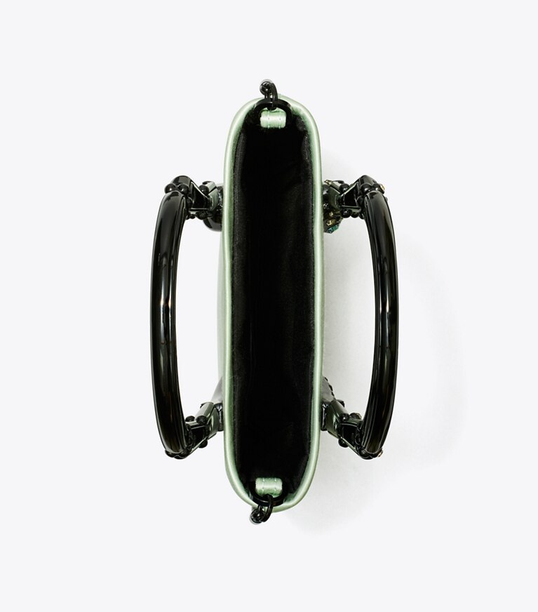 Tory Burch designer sacs à bandoulière Mini cabas en satin à anses serpent in Mint angle