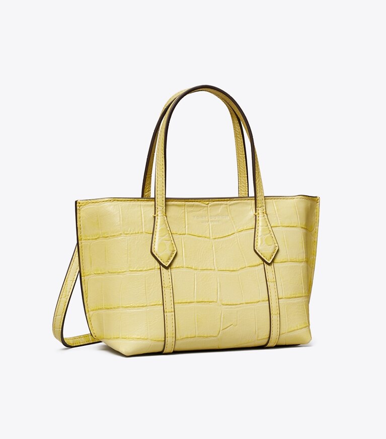 Tory Burch designer sacs à bandoulière Mini cabas Perry embossé dans Yellow Sky angle