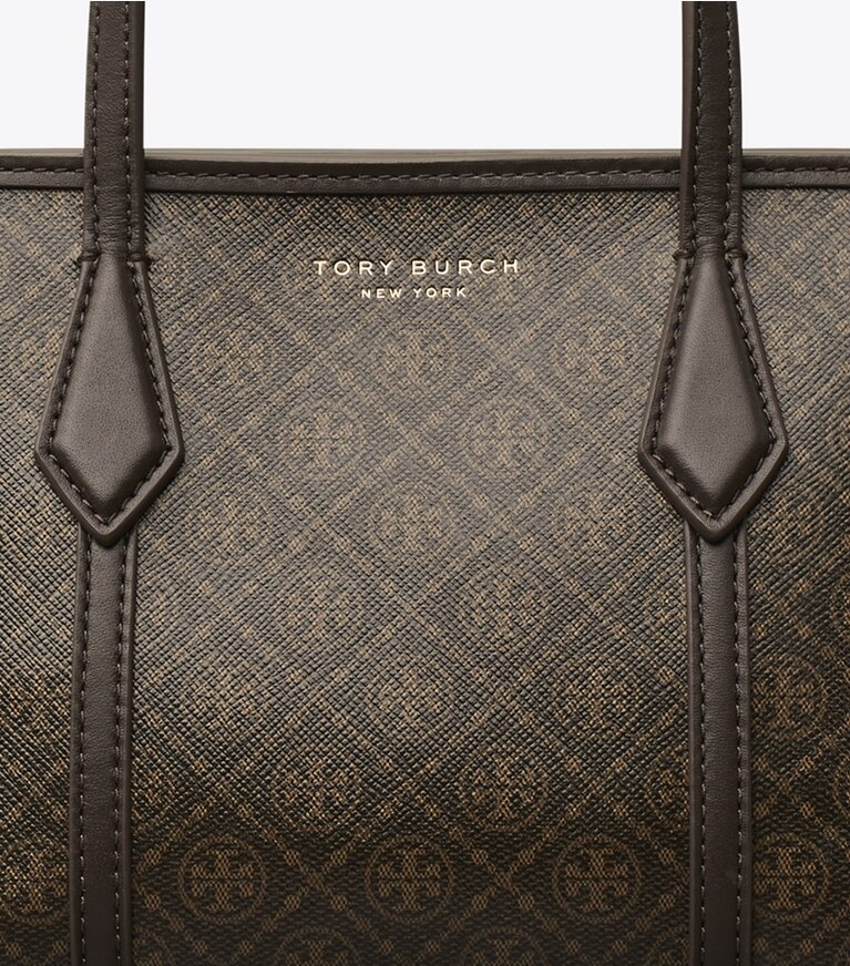 Tory Burch designer sacs à bandoulière Mini cabas Perry en toile enduite in French Press angle