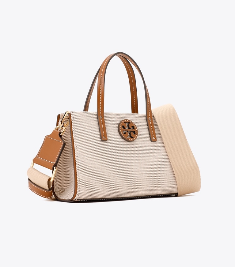 Tory Burch designer クロスボディバッグ キャンバス ミニトートバッグ in Canvas / Classic Cuoio / Classic Cuoio angle