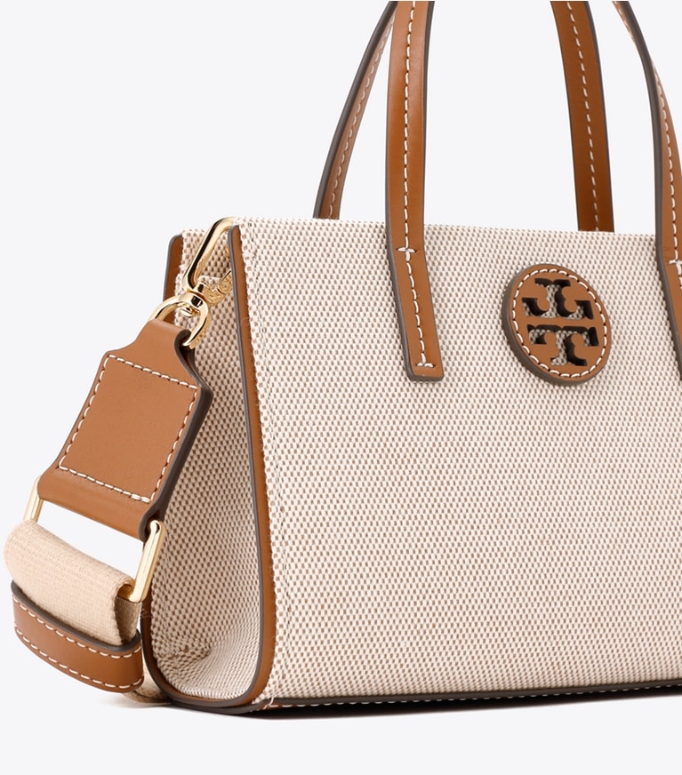 Tory Burch designer クロスボディバッグ キャンバス ミニトートバッグ in Canvas / Classic Cuoio / Classic Cuoio angle