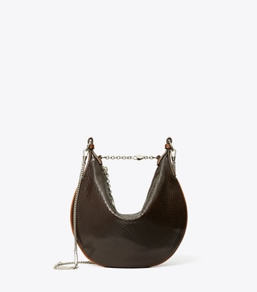 Tory Burch designer shoulder bags Mini Chain Strap Balloon Bag in Dark Brown front