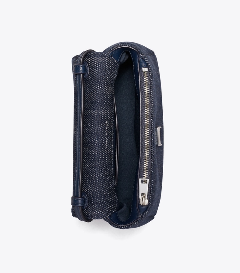 Tory Burch designer クロスボディバッグ チャーリー デニム トップハンドル ミニ クロスボディバッグ in Midnight オーバーヘッド