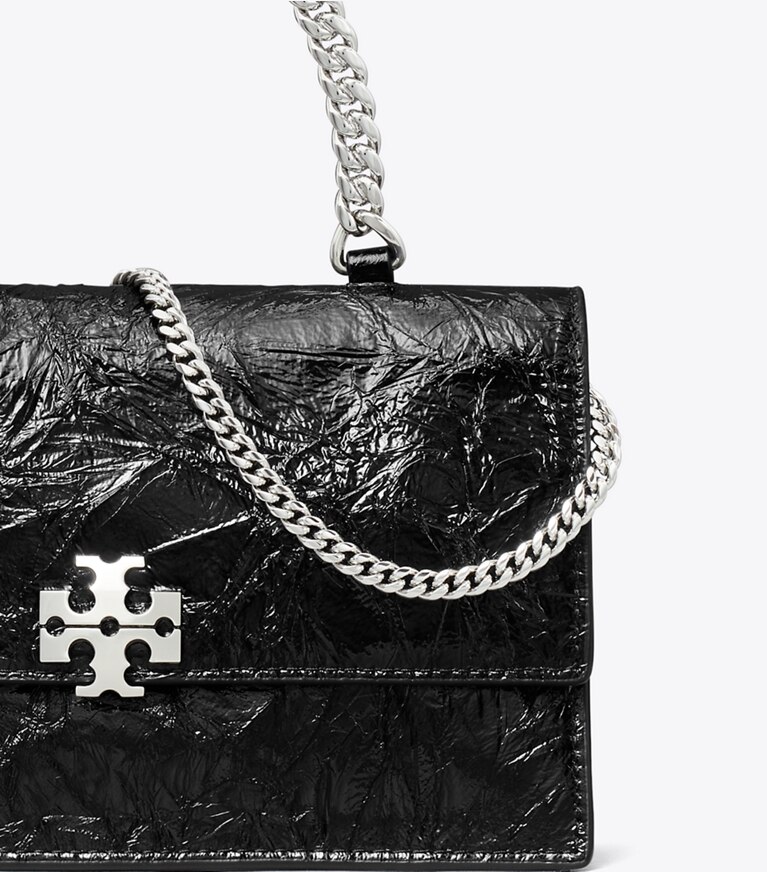 Tory Burch designer crossbody bags Mini Charlie Distressed Top-Handle Crossbody in BLACK detail