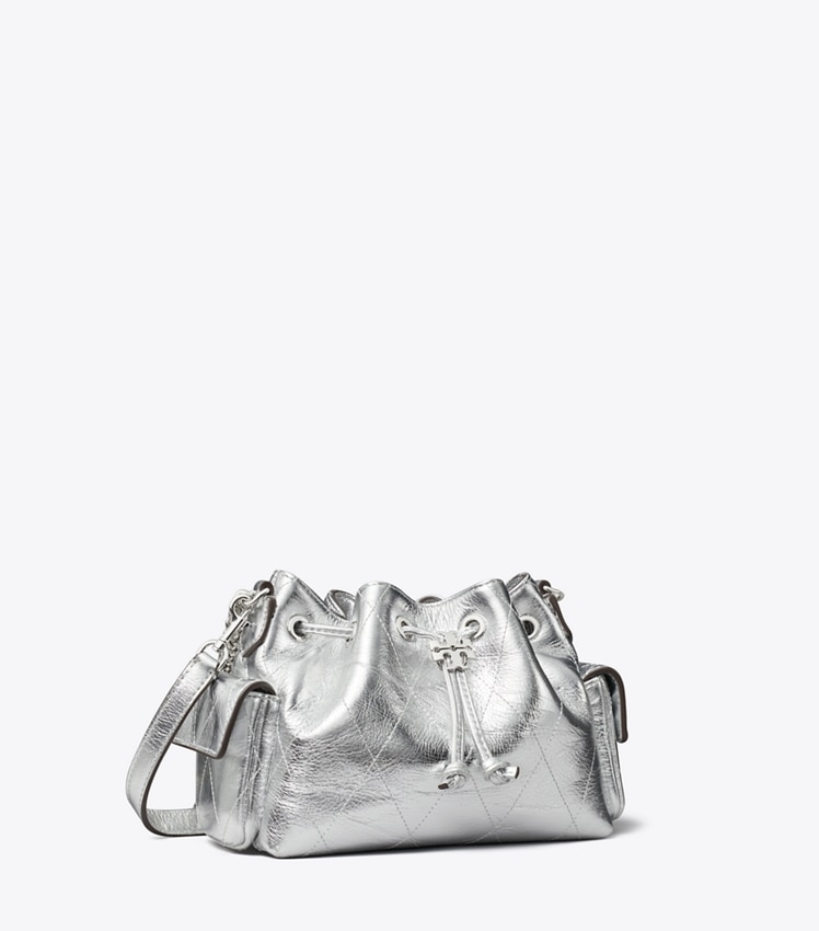 Mini Charlie Quilted Metallic Drawstring Shoulder Bag by Tory Burch