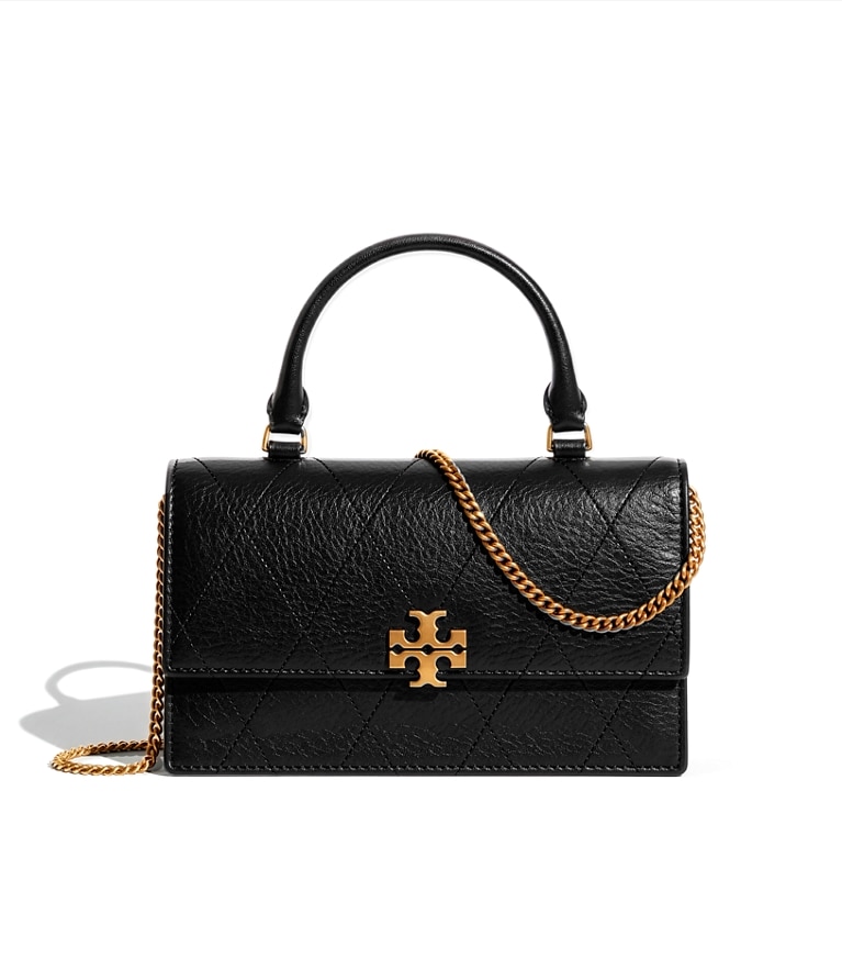 Tory Burch designer crossbody bags Mini Charlie Quilted Top-Handle Crossbody in BLACK additional
