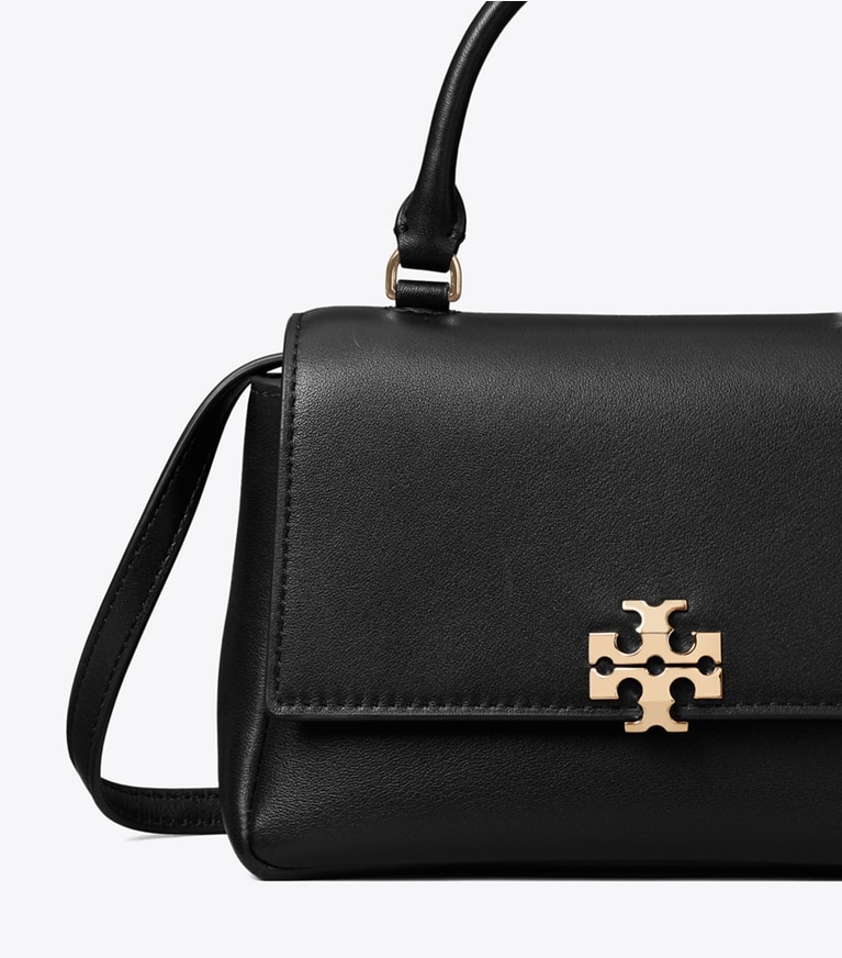 Tory Burch designer crossbody bags Mini Charlie Top-Handle Crossbody in Black detail