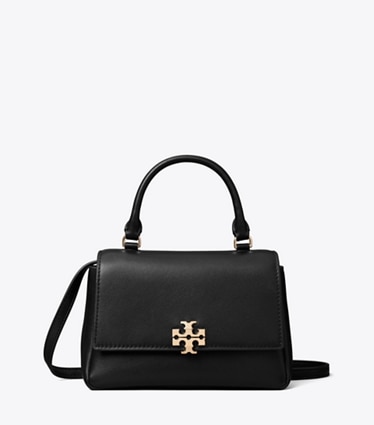 Tory Burch designer crossbody bags Mini Charlie Top-Handle Crossbody in Black front