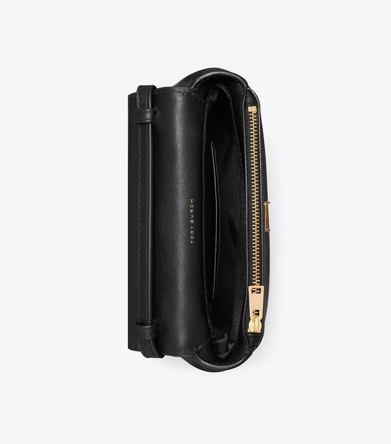 Tory Burch designer crossbody bags Mini Charlie Top-Handle Crossbody in Black overhead