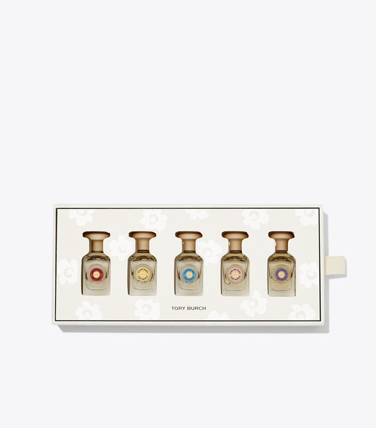 Tory Burch designer fragrance-beauty-sprays Mini Coffret Set in EOD SET: E.S./C.W./D.M./S.R./M.G. front