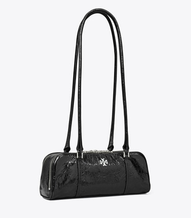 Tory Burch designer ショルダーバッグ マシュマロ クリンクルレザー ミニサッチェル in Black angle