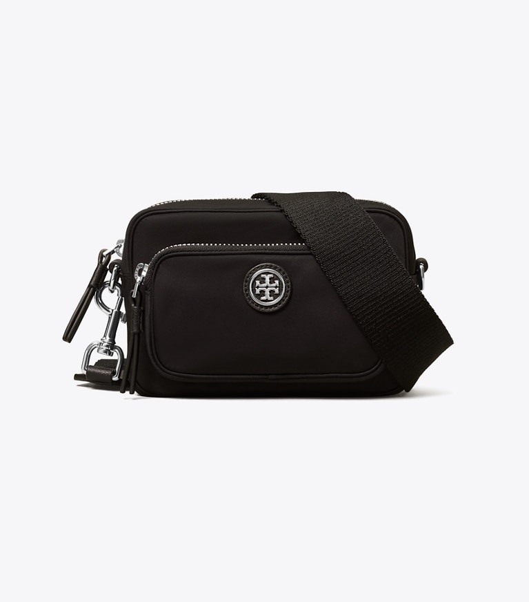 Tory Burch designer crossbody bags Mini Crossbody aus Nylon in Black angle