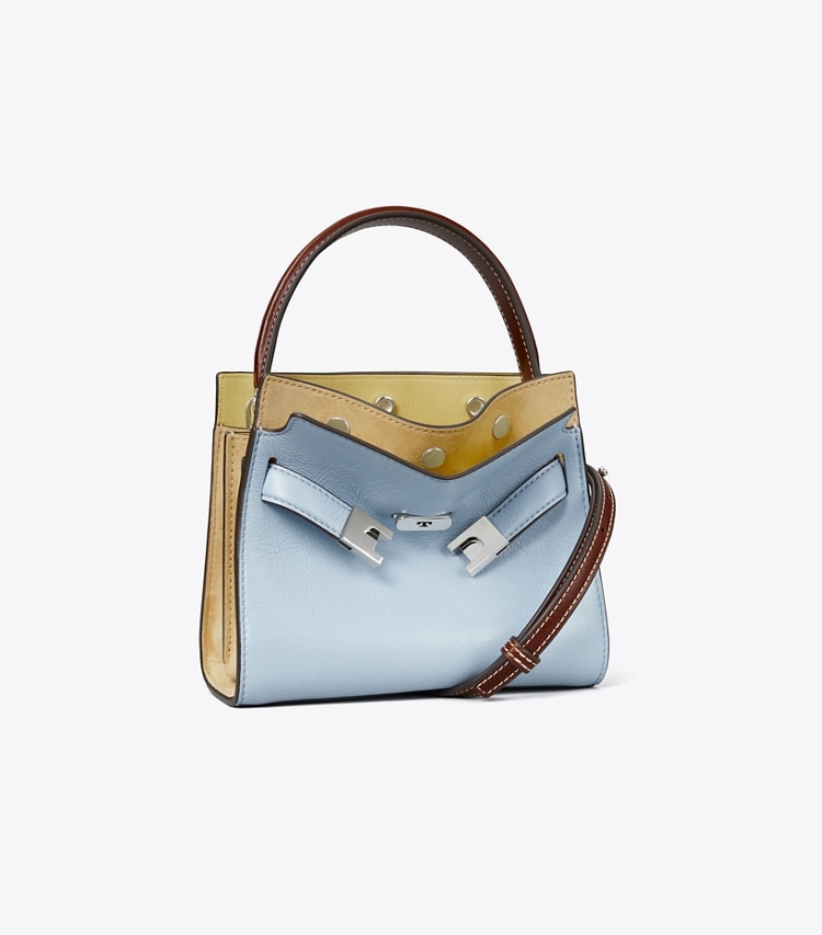 Tory Burch designer sacs à bandoulière Mini double sac Lee Radziwill in Blue Mist angle