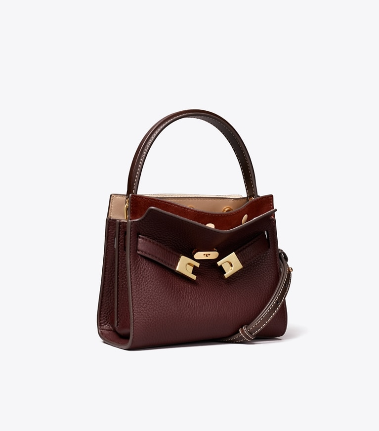 Tory Burch designer sacs à bandoulière Mini double sac Lee Radziwill in Dark Carmine angle