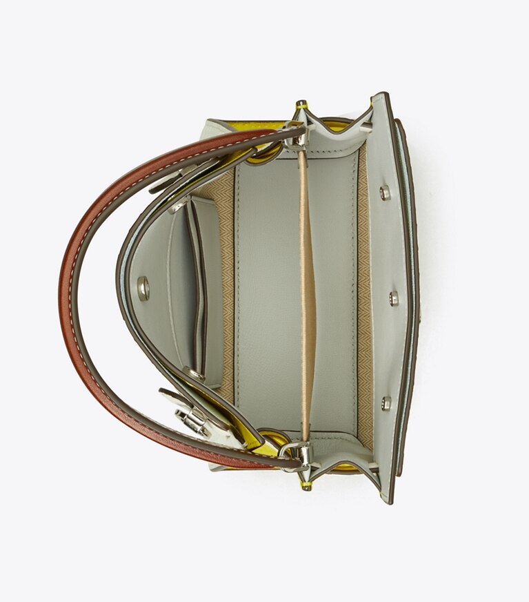 Tory Burch designer sacs à bandoulière Mini double sac Lee Radziwill en cuir embossé effet serpent in Blanc angle
