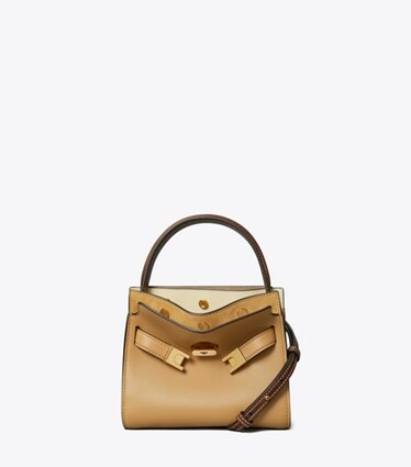 Tory Burch designer sacs à bandoulière Mini double sac Lee Radziwill in Ginger Shortbread front