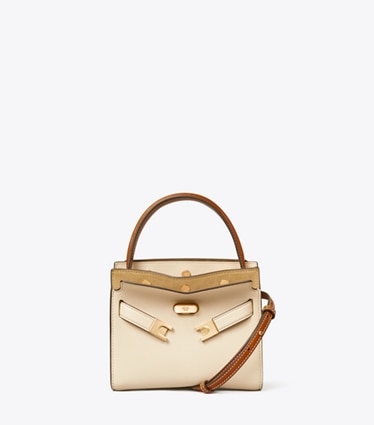 Tory Burch designer sacs à bandoulière Mini double sac Lee Radziwill in New Cream front