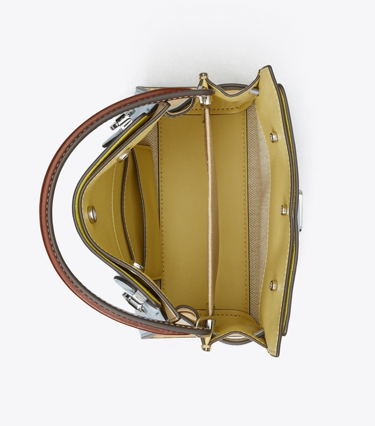 Tory Burch designer sacs à bandoulière Mini double sac Lee Radziwill in Blue Mist angle