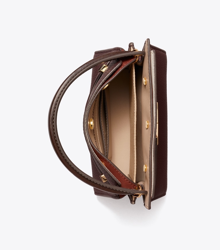 Tory Burch designer sacs à bandoulière Mini double sac Lee Radziwill in Dark Carmine angle
