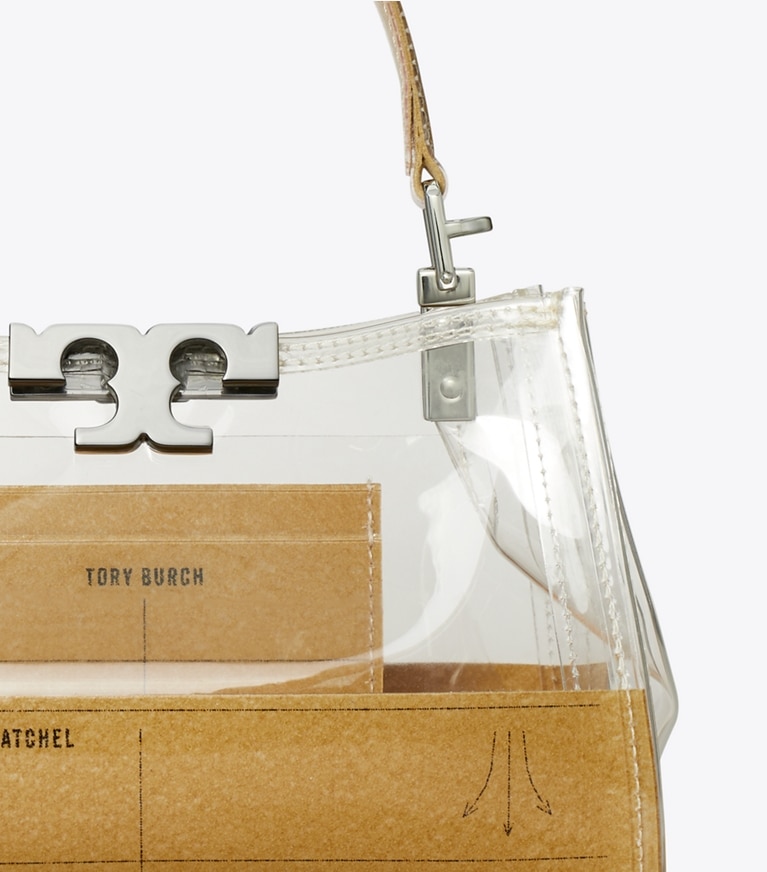 Tory Burch designer crossbody bags Mini Eleanor Clear Satchel in Clear angle