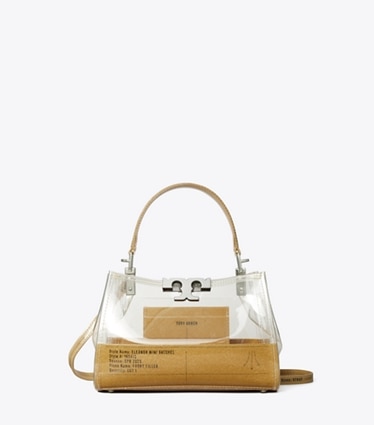 Tory Burch designer crossbody bags Mini Eleanor Clear Satchel in Clear front