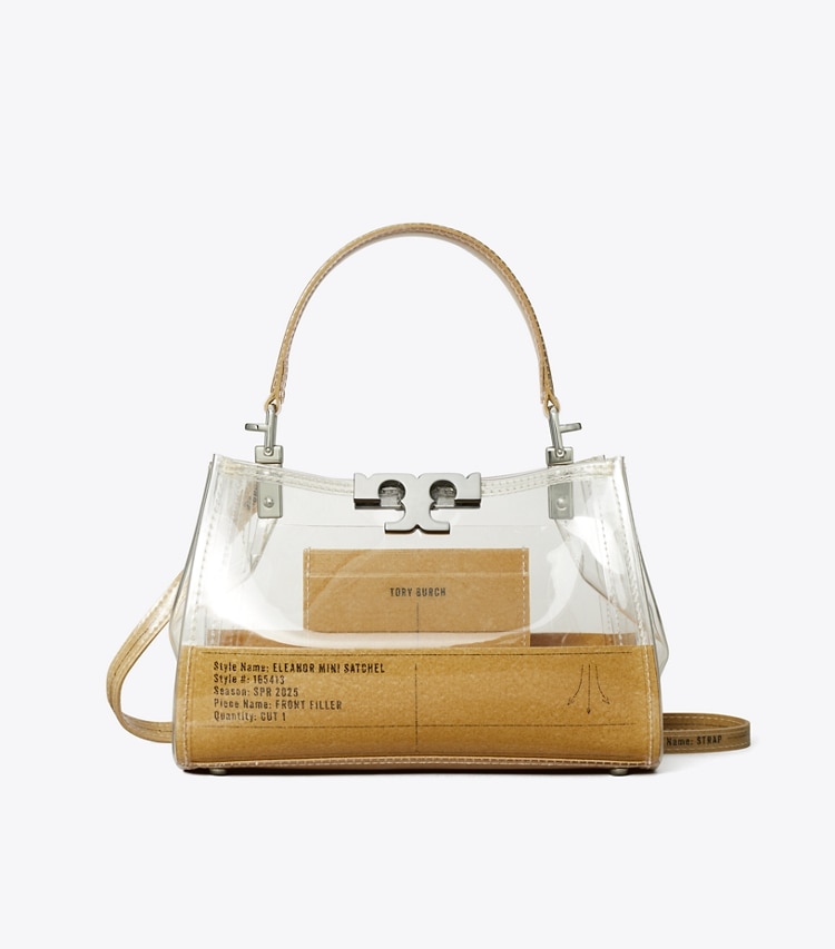 Tory Burch designer crossbody bags Mini Eleanor Clear Satchel in Clear front