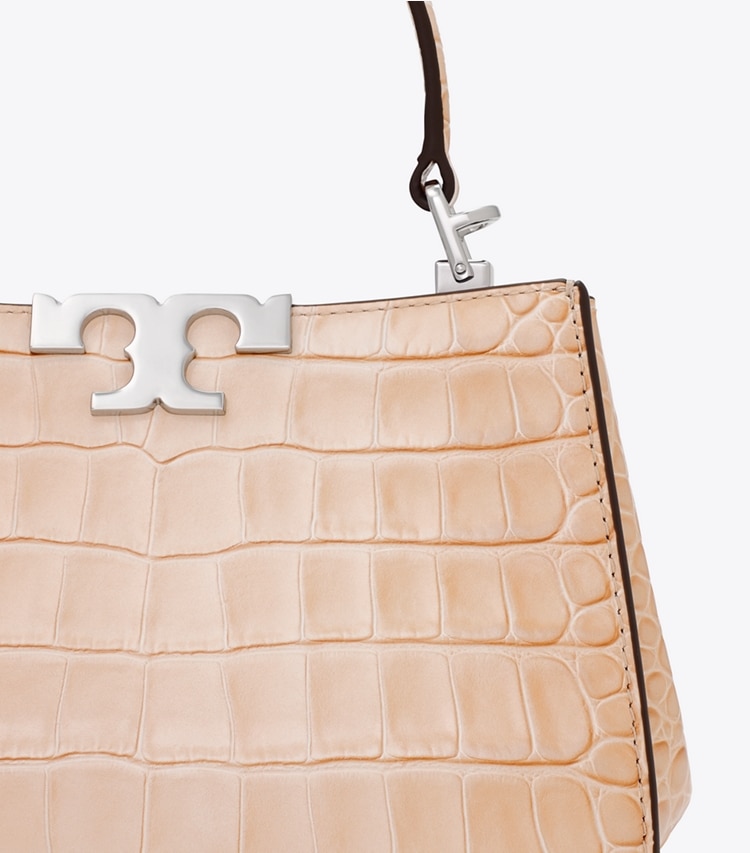 Tory Burch designer クロスボディバッグ エレノア クロコエンボス ミニ サッチェルバッグ in Pale Blush ディテール