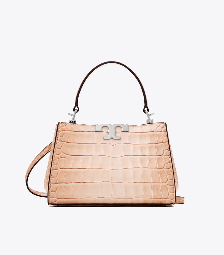 Tory Burch designer クロスボディバッグ エレノア クロコエンボス ミニ サッチェルバッグ in Pale Blush front