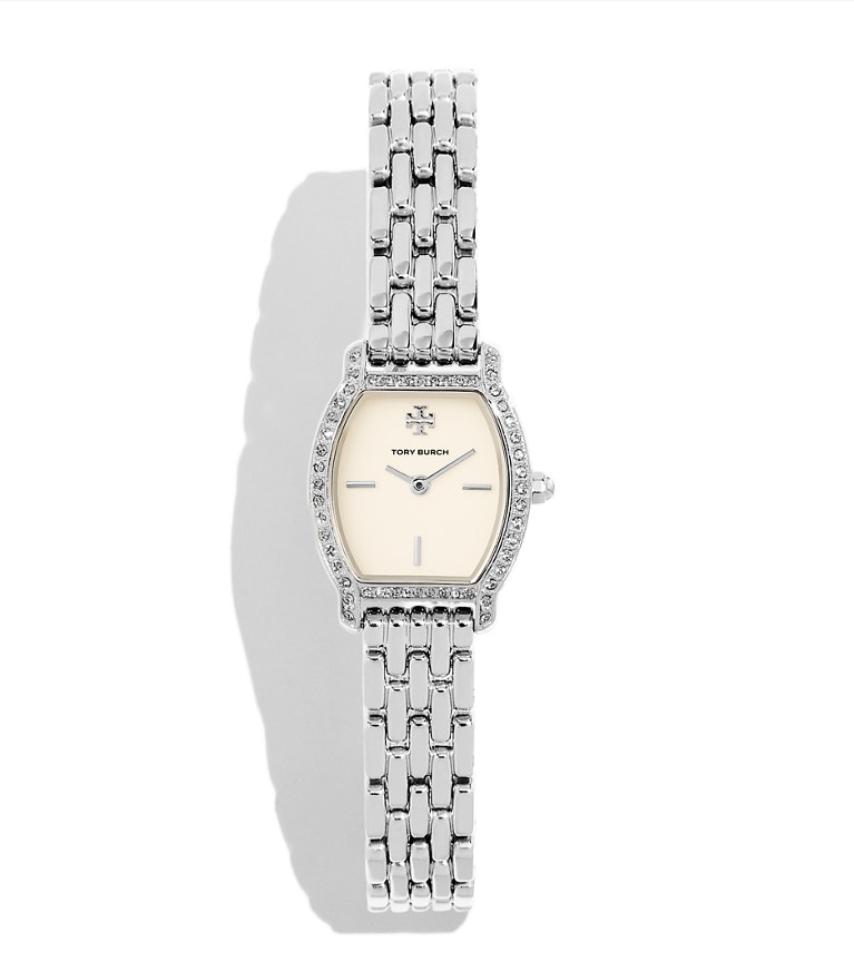 Tory Burch designer strap watches Mini Eleanor Curve Watch in IVORY/SILVER/PAVE additional