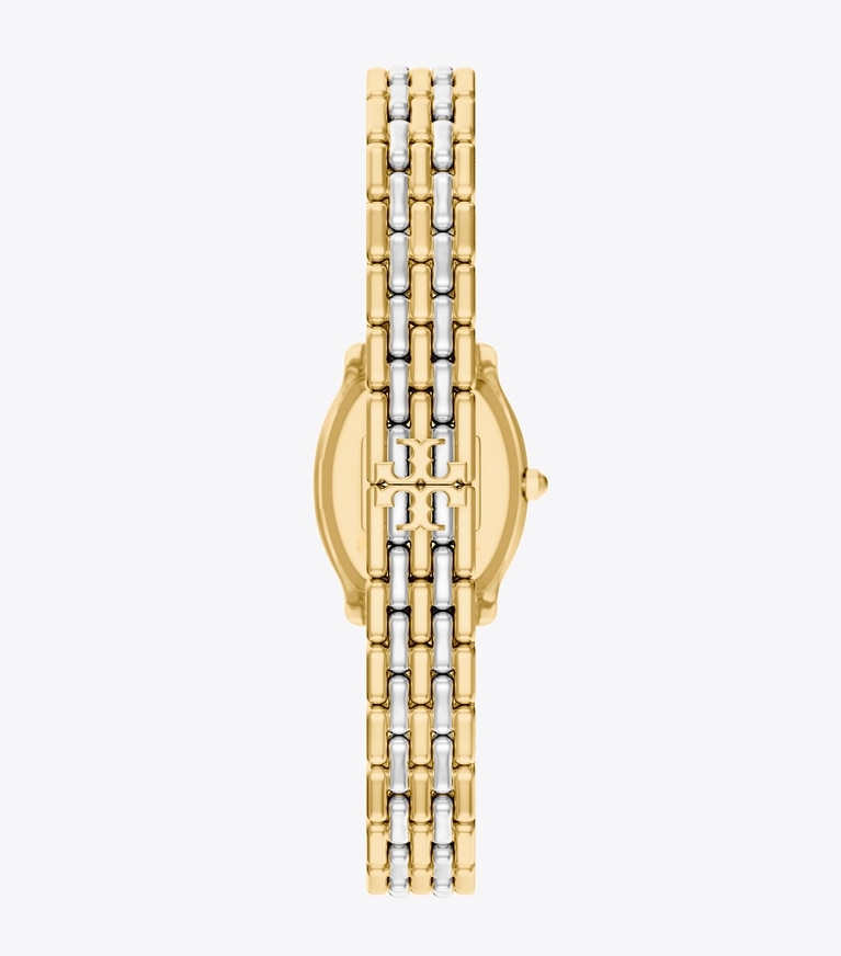 Tory Burch designer strap watches Mini Eleanor Curve Watch in PINK MOP/TWO-TONE back