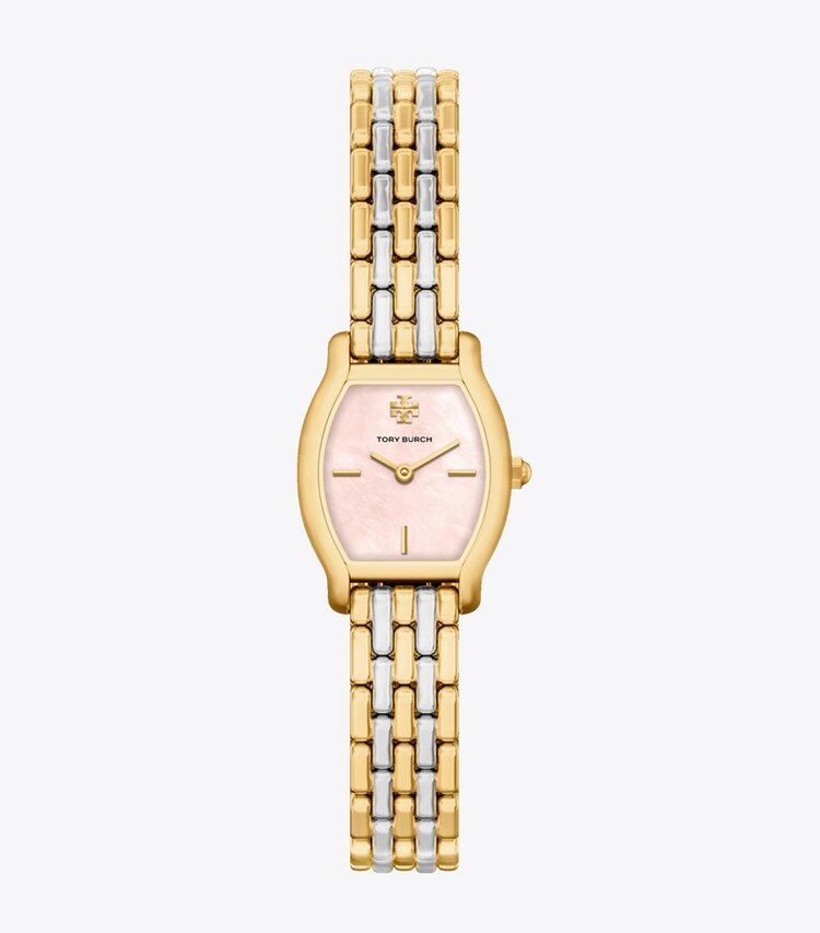 Tory Burch designer strap watches Mini Eleanor Curve Watch in PINK MOP/TWO-TONE front