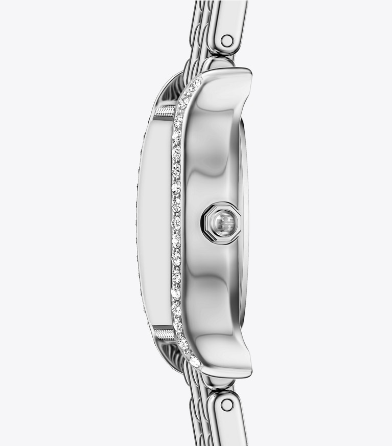 Tory Burch designer strap watches Mini Eleanor Curve Watch in IVORY/SILVER/PAVE side