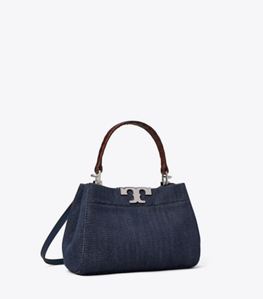 Tory Burch designer crossbody bags Mini Eleanor Denim Satchel in Midnight angle