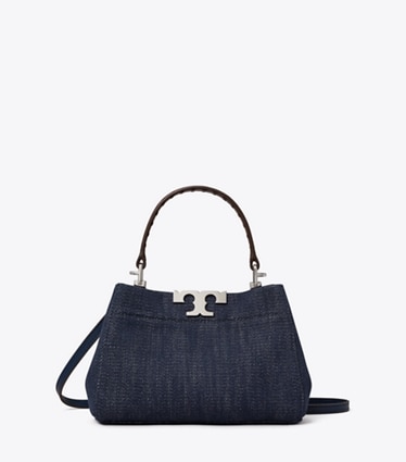 Tory Burch designer crossbody bags Mini Eleanor Denim Satchel in Midnight front