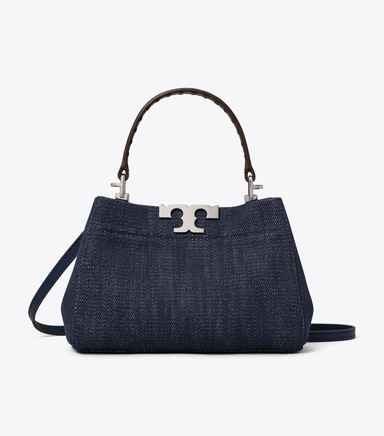 Tory Burch designer crossbody bags Mini Eleanor Denim Satchel in Midnight front