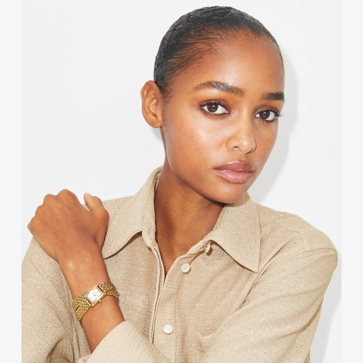 TORY BURCH double wrap watch NWT Tory Burch Reva Double-Wrap Watch in Nude Leather/Gold Tone  main image 4