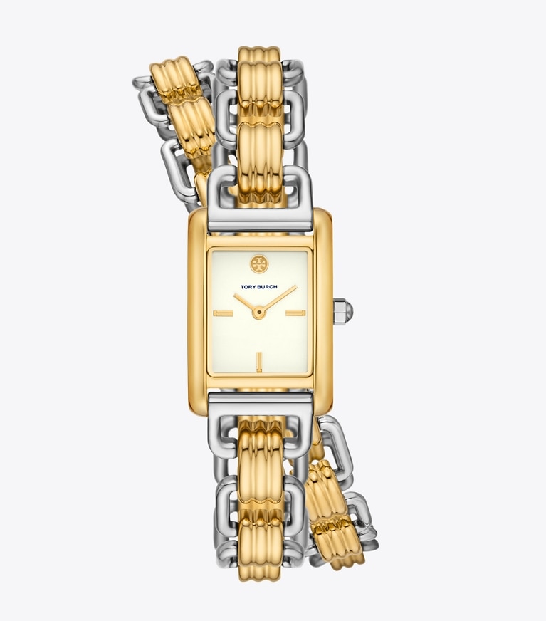 Tory Burch designer strap watches Mini Eleanor Double Wrap Watch in IVORY/ TWO-TONE front
