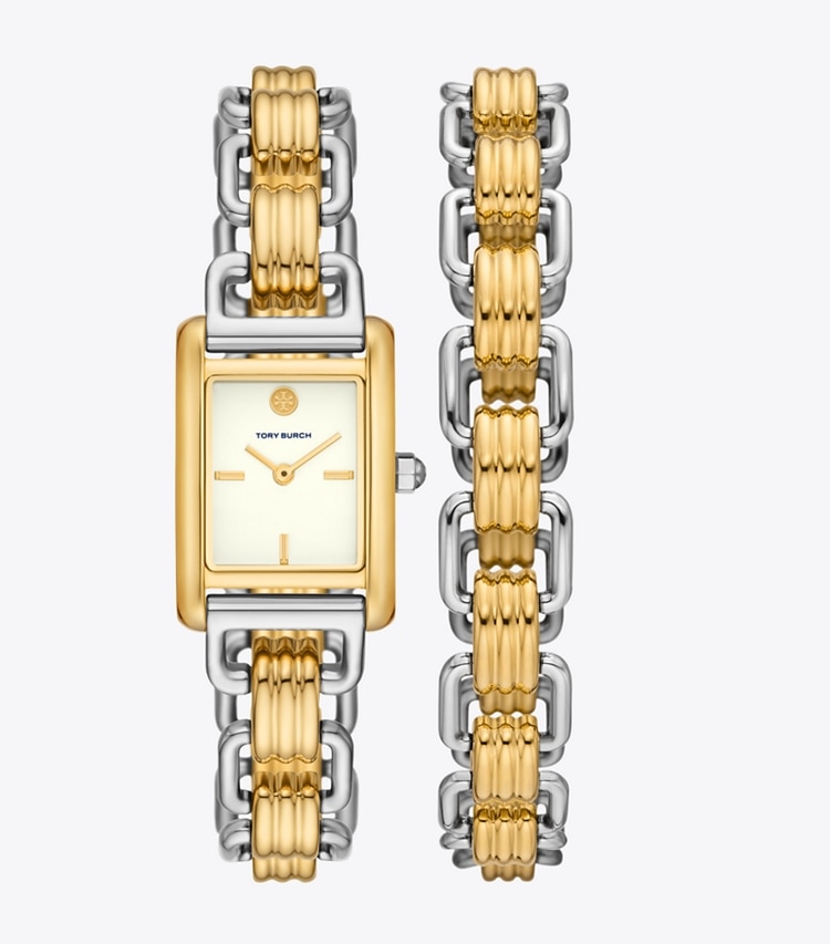 Tory Burch designer strap watches Mini Eleanor Double Wrap Watch in IVORY/ TWO-TONE front