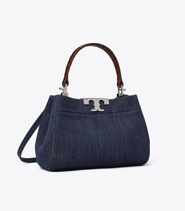 Tory Burch designer crossbody bags Mini Eleanor Henkeltasche aus Denim in Midnight angle